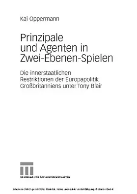 Oppermann |  Prinzipale und Agenten in Zwei-Ebenen-Spielen | eBook | Sack Fachmedien