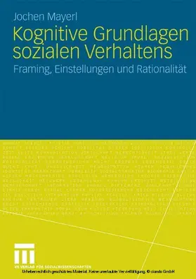 Mayerl |  Kognitive Grundlagen sozialen Verhaltens | eBook | Sack Fachmedien