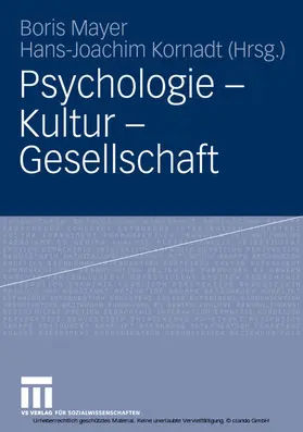 Mayer / Kornadt |  Psychologie - Kultur - Gesellschaft | eBook | Sack Fachmedien