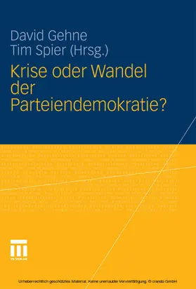 Gehne / Spier |  Krise oder Wandel der Parteiendemokratie? | eBook | Sack Fachmedien