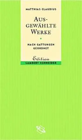 Claudius / Freund |  Ausgewählte Werke | Buch |  Sack Fachmedien
