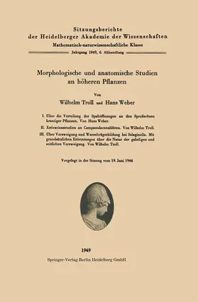 Weber / Troll |  Morphologische und anatomische Studien an höheren Pflanzen | Buch |  Sack Fachmedien