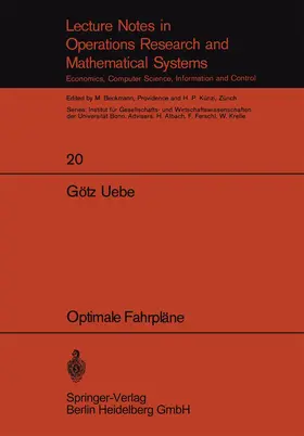 Uebe | Optimale Fahrpläne | Buch | 978-3-540-04944-9 | www2.sack.de