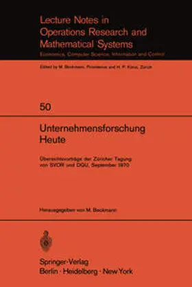 Beckmann |  Unternehmensforschung Heute | Buch |  Sack Fachmedien