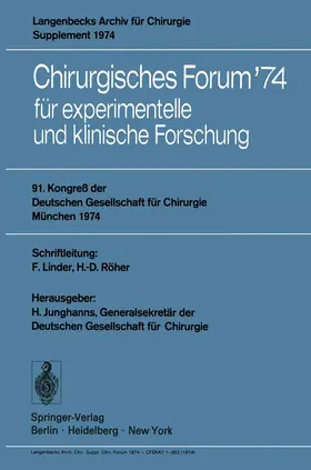 Junghanns |  Chirurgisches Forum '74 | Buch |  Sack Fachmedien
