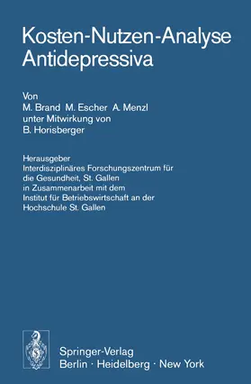 Brand / Escher / Menzl |  Kosten-Nutzen-Analyse Antidepressiva | Buch |  Sack Fachmedien