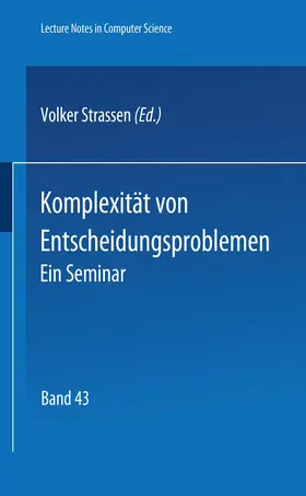 Specker / Strassen |  Komplexität von Entscheidungsproblemen | Buch |  Sack Fachmedien