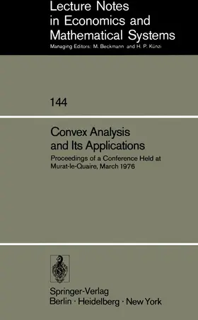 Auslender |  Convex Analysis and Its Applications | Buch |  Sack Fachmedien