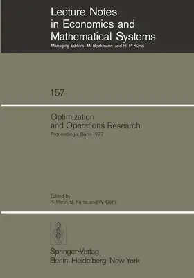 Henn / Korte / Oettli | Optimization and Operations Research | Buch | 978-3-540-08842-4 | www2.sack.de