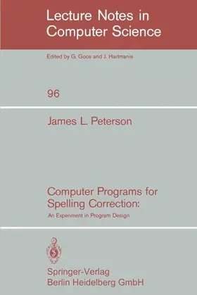 Peterson |  Computer Programs for Spelling Correction | Buch |  Sack Fachmedien