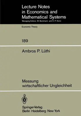 Lüthi |  Messung wirtschaftlicher Ungleichheit | Buch |  Sack Fachmedien