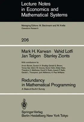 Karwan / Lotfi / Zionts |  Redundancy in Mathematical Programming | Buch |  Sack Fachmedien