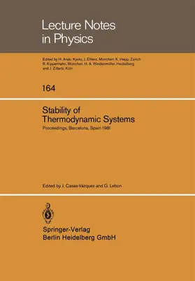 Casas-Vazques / Lebon |  Stability of Thermodynamic Systems | Buch |  Sack Fachmedien
