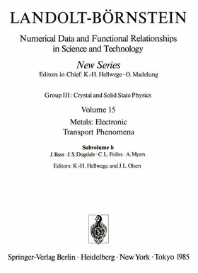 Hellwege / Olsen |  Electrical Resistivity, Thermoelectrical Power and Optical Properties | Buch |  Sack Fachmedien