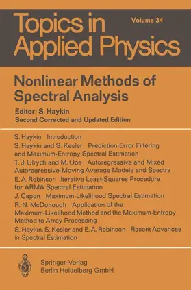 Haykin |  Nonlinear Methods of Spectral Analysis | Buch |  Sack Fachmedien