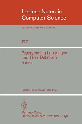 Bekic / Jones |  Programming Languages and their Definition | Buch |  Sack Fachmedien