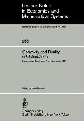 Ponstein |  Convexity and Duality in Optimization | Buch |  Sack Fachmedien