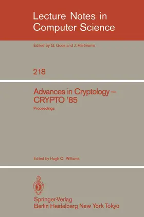 Williams |  Advances in Cryptology | Buch |  Sack Fachmedien