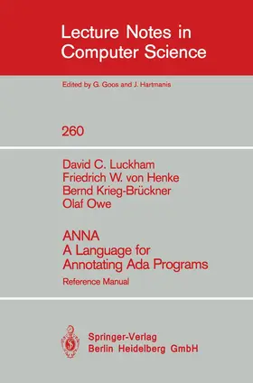 Luckham / Henke / Krieg-Brueckner |  ANNA A Language for Annotating Ada Programs | Buch |  Sack Fachmedien