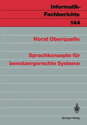 Oberquelle |  Sprachkonzepte für benutzergerechte Systeme | Buch |  Sack Fachmedien
