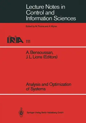 Lions / Bensoussan |  Analysis and Optimization of Systems | Buch |  Sack Fachmedien