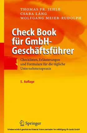 Jehle / Láng / Meier-Rudolph |  Check Book für GmbH-Geschäftsführer | eBook | Sack Fachmedien