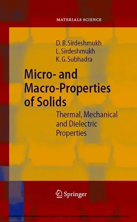 Sirdeshmukh / Subhadra | Micro- and Macro-Properties of Solids | E-Book | sack.de