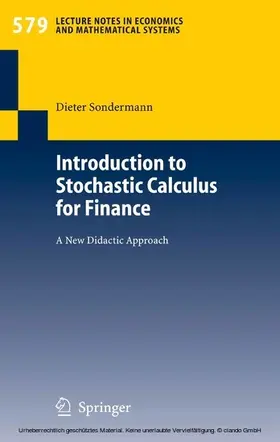 Sondermann | Introduction to Stochastic Calculus for Finance | E-Book | sack.de
