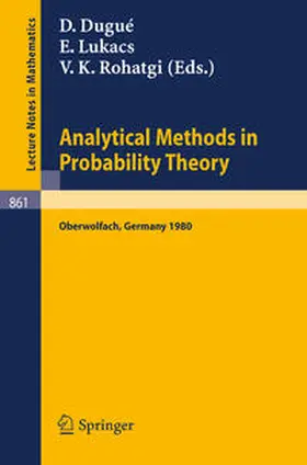 Dugue / Lukacs / Rohatgi |  Analytical Methods in Probability Theory | eBook | Sack Fachmedien
