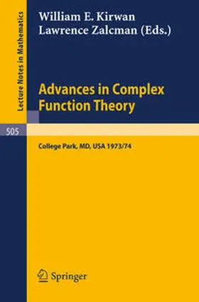 Kirwan / Zalcman |  Advances in Complex Function Theory | eBook | Sack Fachmedien
