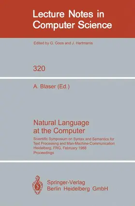 Blaser |  Natural Language at the Computer | Buch |  Sack Fachmedien