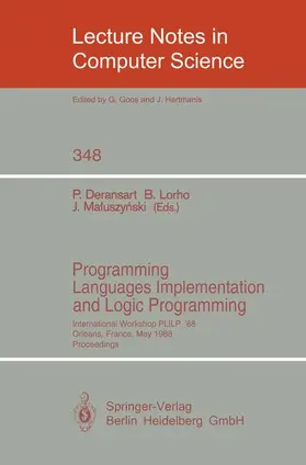 Deransart / Maluszynski / Lorho |  Programming Languages Implementation and Logic Programming | Buch |  Sack Fachmedien