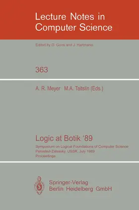 Taitslin / Meyer |  Logic at Botik '89 | Buch |  Sack Fachmedien