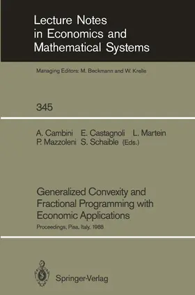 Cambini / Castagnoli / Martein |  Generalized Convexity and Fractional Programming with Economic Applications | Buch |  Sack Fachmedien