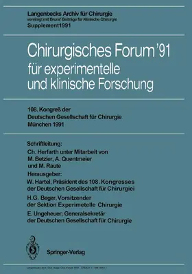 Beger / Hartel / Ungeheuer |  Chirurgisches Forum '91 für experimentelle und klinische Forschung | Buch |  Sack Fachmedien