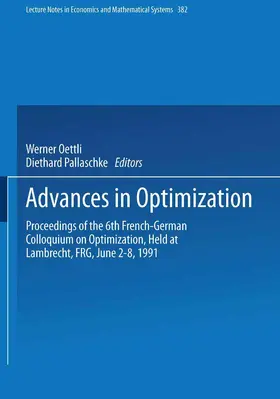 Oettli / Pallaschke |  Advances in Optimization | Buch |  Sack Fachmedien