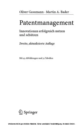 Gassmann / Bader |  Patentmanagement | eBook | Sack Fachmedien