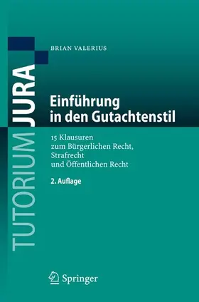 Valerius |  Einführung in den Gutachtenstil | eBook | Sack Fachmedien