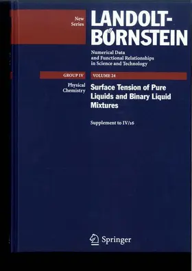 Lechner / Wohlfarth |  Surface Tension of Pure Liquids and Binary Liquid Mixtures | Buch |  Sack Fachmedien