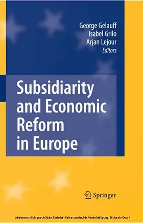 Gelauff / Grilo / Lejour |  Subsidiarity and Economic Reform in Europe | eBook | Sack Fachmedien