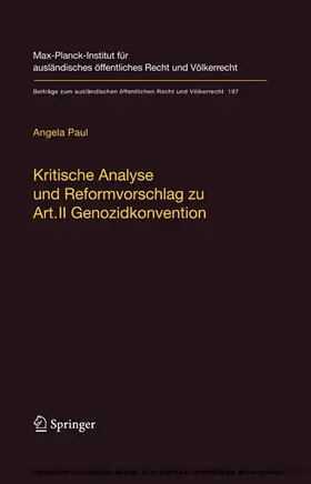 Paul | Kritische Analyse und Reformvorschlag zu Art. II Genozidkonvention | E-Book | sack.de
