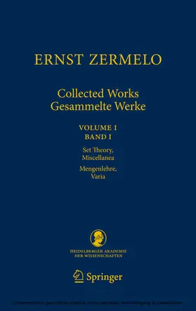 Zermelo / Ebbinghaus / Kanamori | Ernst Zermelo - Collected Works/Gesammelte Werke | E-Book | sack.de