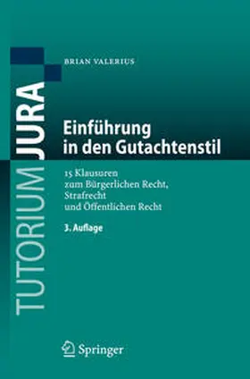 Valerius |  Einführung in den Gutachtenstil | eBook | Sack Fachmedien