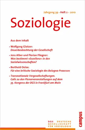 Vobruba |  Soziologie Jg. 39 (2010) 2 | eBook | Sack Fachmedien