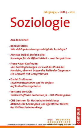 Vobruba |  Soziologie Jg. 41 (2012) 4 | eBook | Sack Fachmedien