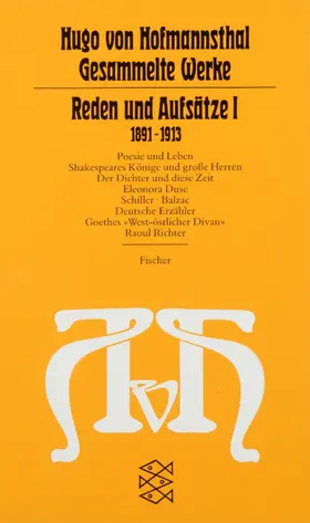 Schoeller / Hofmannsthal / Hirsch |  Reden und Aufsätze I. (1891 - 1913) | Buch |  Sack Fachmedien