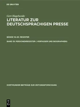 Hagelweide |  Personenregister ( Verfasser und Biographien) | Buch |  Sack Fachmedien