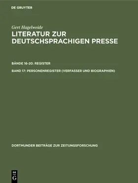 Hagelweide |  Personenregister (Verfasser und Biographien ) | Buch |  Sack Fachmedien