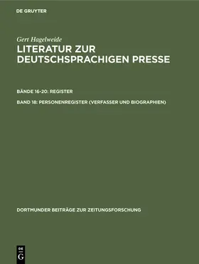 Hagelweide |  Personenregister ( Verfasser und Biographien ) | Buch |  Sack Fachmedien