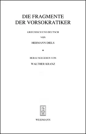 Diels / Kranz |  Die Fragmente der Vorsokratiker | Buch |  Sack Fachmedien